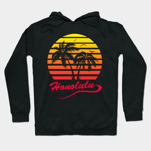 Honolulu 80s Sunset Hoodie by Nerd_art